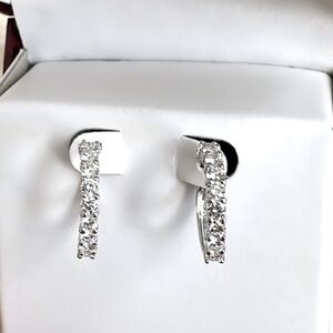 1.125 Ct DIAMOND GH VS1 BRILLIANT shiny hoop earrings 18K gold PERFECT Brand New